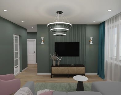 Фото № 5: Дизайн-проект двухкомнатной квартиры 57.96  м² Стиль Модернизм для ЖК Беринг