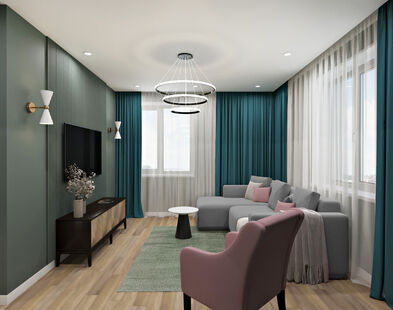 Фото № 6: Дизайн-проект двухкомнатной квартиры 57.96  м² Стиль Модернизм для ЖК Беринг