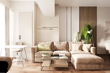 Фото № 1: Дизайн-проект четырехкомнатной квартиры 72.11  м² Стиль Модернизм для ЖК в г. Мехико