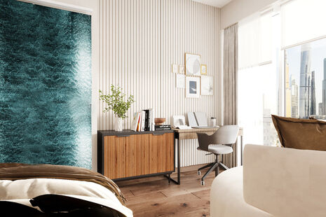 Фото № 3: Дизайн-проект четырехкомнатной квартиры 72.11  м² Стиль Модернизм для ЖК в г. Мехико