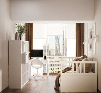 Фото № 4: Дизайн-проект четырехкомнатной квартиры 72.11  м² Стиль Модернизм для ЖК в г. Мехико