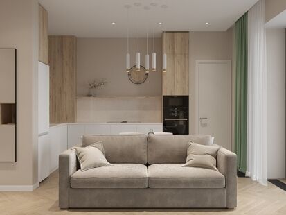 Фото № 6: Дизайн-проект трехкомнатной квартиры 68.74  м² Стиль Контемпорари для ЖК Энитео