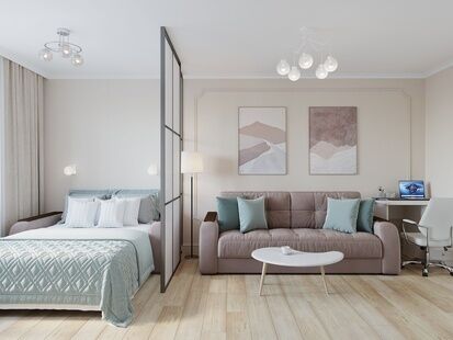 Фото № 4: Дизайн-проект двухкомнатной квартиры 70.09  м² Стиль Контемпорари для ЖК в г. Реутов