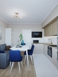 Фото № 3: Дизайн-проект двухкомнатной квартиры 70.09  м² Стиль Контемпорари для ЖК в г. Реутов