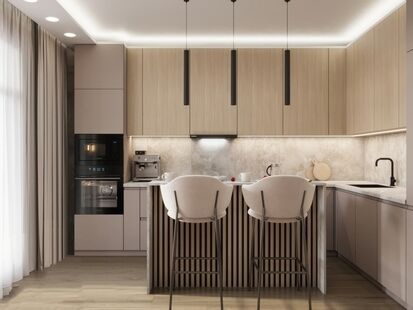 Фото № 4: Дизайн-проект двухкомнатной квартиры 70.11  м² Стиль Модернизм для ЖК Дом на Блюхера