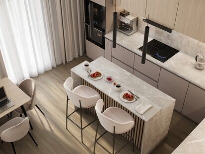 Фото № 6: Дизайн-проект двухкомнатной квартиры 70.11  м² Стиль Модернизм для ЖК Дом на Блюхера