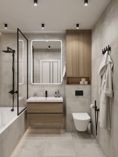 Фото № 2: Дизайн-проект двухкомнатной квартиры 70.11  м² Стиль Модернизм для ЖК Дом на Блюхера