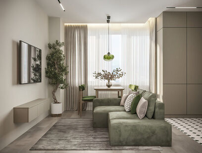 Фото № 3: Дизайн-проект четырехкомнатной квартиры 86.4  м² Стиль Модернизм для ЖК Городские Истории