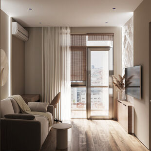 Фото № 3: Дизайн-проект трехкомнатной квартиры 55.39  м² Современный стиль для ЖК Скандинавия