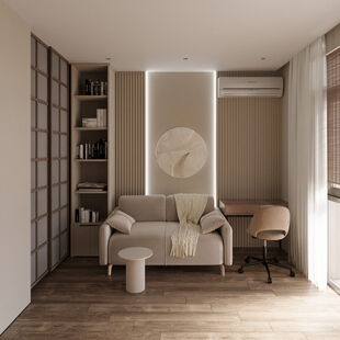 Фото № 1: Дизайн-проект трехкомнатной квартиры 55.39  м² Современный стиль для ЖК Скандинавия