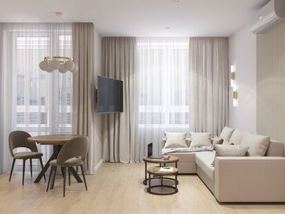 Фото № 1: Дизайн-проект однокомнатной квартиры 36.63  м² Современный стиль для ЖК в г. Химки