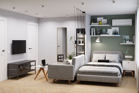 Фото № 5: Дизайн-проект однокомнатной квартиры 37.28  м² Скандинавский стиль для ЖК Московский