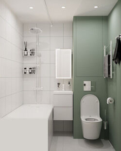 Фото № 4: Дизайн-проект однокомнатной квартиры 37.28  м² Скандинавский стиль для ЖК Московский