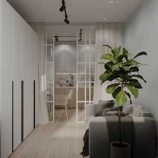 Фото № 1: Дизайн-проект двухкомнатной квартиры 35.53  м² Современный стиль для ЖК Ильинойс