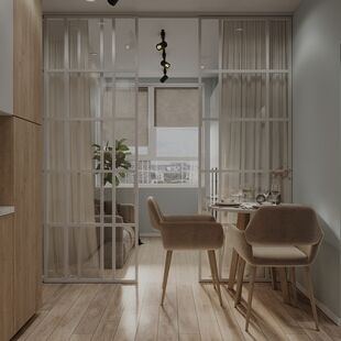 Фото № 3: Дизайн-проект двухкомнатной квартиры 35.53  м² Современный стиль для ЖК Ильинойс