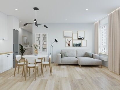 Фото № 1: Дизайн-проект четырехкомнатной квартиры 95.88  м² Скандинавский стиль для ЖК Аквилон Залив