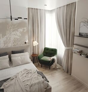 Фото № 6: Дизайн-проект трехкомнатной квартиры 52.9  м² Современный стиль для ЖК Holland Park