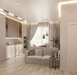 Фото № 5: Дизайн-проект трехкомнатной квартиры 52.9  м² Современный стиль для ЖК Holland Park