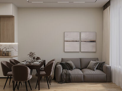 Фото № 5: Дизайн-проект двухкомнатной квартиры 42.84  м² Современный стиль для ЖК West Garden