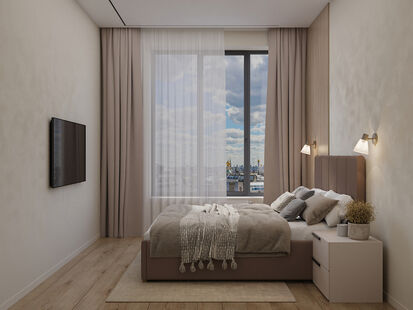 Фото № 3: Дизайн-проект двухкомнатной квартиры 42.84  м² Современный стиль для ЖК West Garden