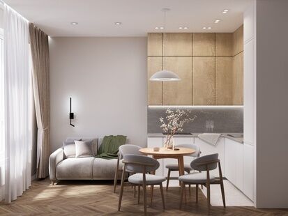 Фото № 5: Дизайн-проект четырехкомнатной квартиры 92.34  м² Современный стиль для ЖК 8 кленов