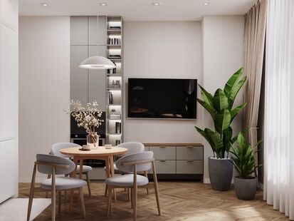 Фото № 1: Дизайн-проект четырехкомнатной квартиры 92.34  м² Современный стиль для ЖК 8 кленов