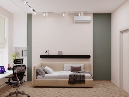 Фото № 4: Дизайн-проект четырехкомнатной квартиры 92.34  м² Современный стиль для ЖК 8 кленов