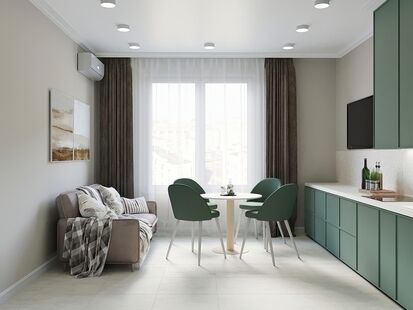 Фото № 5: Дизайн-проект двухкомнатной квартиры 48.3  м² Стиль Контемпорари для ЖК Foriver