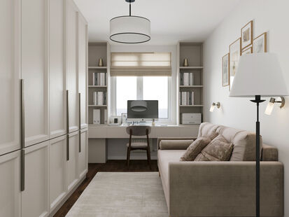 Фото № 3: Дизайн-проект трехкомнатной квартиры 60.91  м² Стиль Американская классика для ЖК Московский