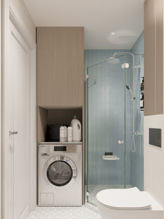 Фото № 4: Дизайн-проект трехкомнатной квартиры 60.91  м² Стиль Американская классика для ЖК Московский