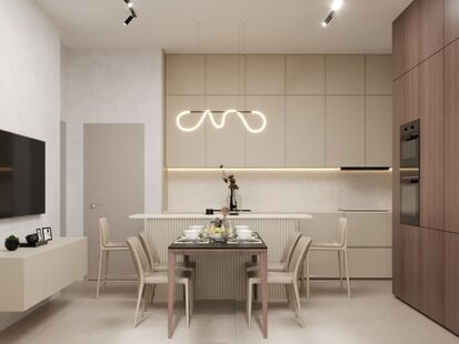 Фото № 4: Дизайн-проект трехкомнатной квартиры 87.16  м² Стиль Модернизм для ЖК River Sky