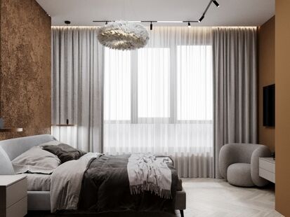 Фото № 3: Дизайн-проект трехкомнатной квартиры 87.16  м² Стиль Модернизм для ЖК River Sky