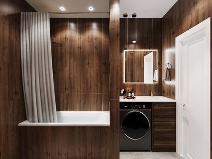 Фото № 6: Дизайн-проект двухкомнатной квартиры 48.13  м² Стиль Модернизм для ЖК Сколковский