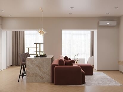 Фото № 5: Дизайн-проект двухкомнатной квартиры 69.2  м² Современный стиль для ЖК в г. Белгород