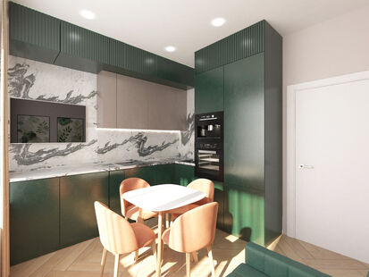 Фото № 5: Дизайн-проект однокомнатной квартиры 36.06  м² Современный стиль для ЖК Лермонтовский