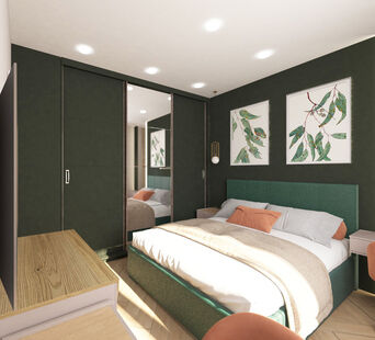 Фото № 1: Дизайн-проект однокомнатной квартиры 36.06  м² Современный стиль для ЖК Лермонтовский