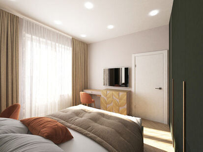 Фото № 4: Дизайн-проект однокомнатной квартиры 36.06  м² Современный стиль для ЖК Лермонтовский