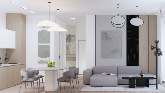 Фото № 4: Дизайн-проект трехкомнатной квартиры 69.0  м² Стиль Модернизм для ЖК Энитео