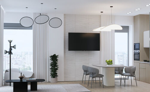 Фото № 6: Дизайн-проект трехкомнатной квартиры 69.0  м² Стиль Модернизм для ЖК Энитео