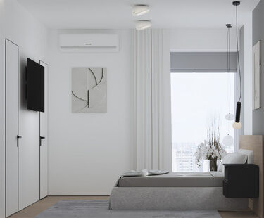 Фото № 2: Дизайн-проект трехкомнатной квартиры 69.0  м² Стиль Модернизм для ЖК Энитео