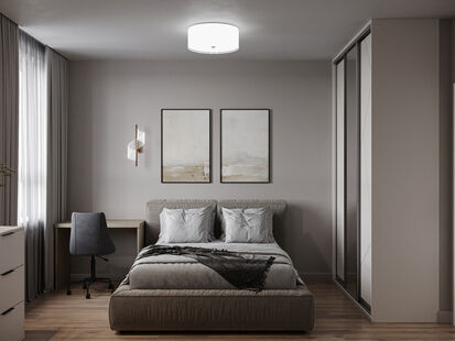 Фото № 1: Дизайн-проект однокомнатной квартиры 36.73  м² Стиль Минимализм для ЖК Kinetik