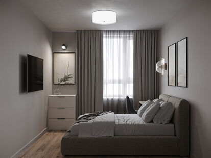 Фото № 3: Дизайн-проект однокомнатной квартиры 36.73  м² Стиль Минимализм для ЖК Kinetik