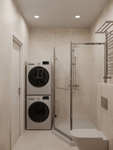 Фото № 4: Дизайн-проект однокомнатной квартиры 36.73  м² Стиль Минимализм для ЖК Kinetik