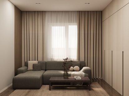 Фото № 3: Дизайн-проект двухкомнатной квартиры 72.37  м² Современный стиль для ЖК Эврика