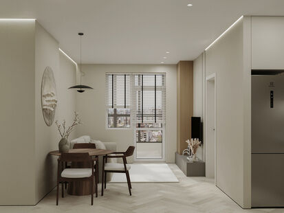 Фото № 1: Дизайн-проект трехкомнатной квартиры 63.46  м² Стиль Минимализм для ЖК Suomen Ranta