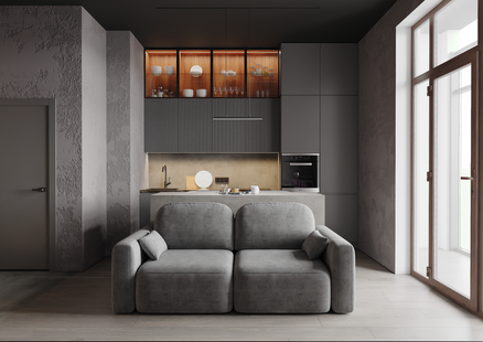 Фото № 1: Дизайн-проект двухкомнатной квартиры 42.75  м² Стиль Лофт для ЖК Modum