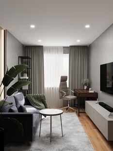 Фото № 3: Дизайн-проект двухкомнатной квартиры 51.22  м² Современный стиль для ЖК в г. Норильск