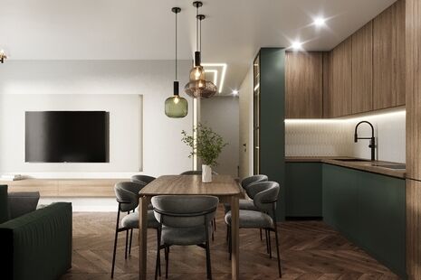 Фото № 5: Дизайн-проект трехкомнатной квартиры 52.26  м² Стиль Модернизм для ЖК Матвеевский парк