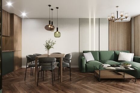 Фото № 2: Дизайн-проект трехкомнатной квартиры 52.26  м² Стиль Модернизм для ЖК Матвеевский парк