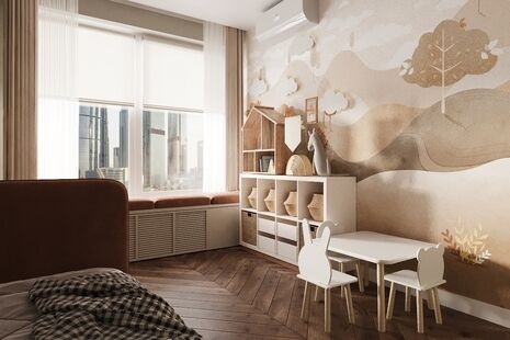 Фото № 3: Дизайн-проект трехкомнатной квартиры 52.26  м² Стиль Модернизм для ЖК Матвеевский парк